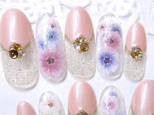 Y ★ Promotion ★ Clear ★ Flower embedding nail ★ 225