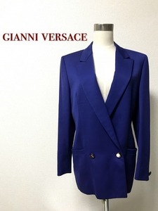 ★ 80S -90S vintage ★ GIANNI VERSACE Gianni Versace ★ Jacket ★ SIZE 42 ★ Wool ★ Blue ★ Double ★
