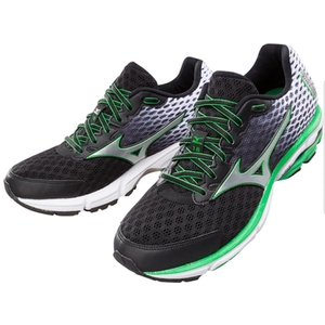 MIZUNO Mizuno WAVERIDER18 New 22㎝ Women Black x Silver x Green Beginners Running Shoes Jogging Sports
