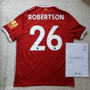 17/18 Liverpool Robertson actual payment/actual use official certificate uniform