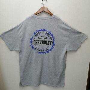 ★ GILDAN ★ CHEVROLET logo backprint GRAY Short Sleeve T -shirt