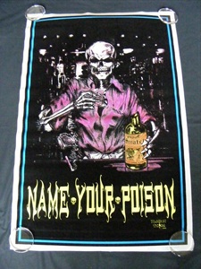 Vintage Name Your Poison # Black Light Poster Antake Collection Deadstock Interior Wall Hongen #C