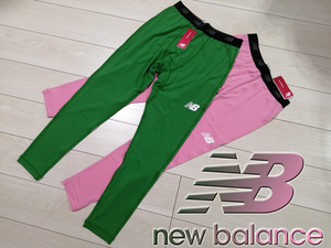 ◆ New New New Balance NEWBALANCE Stretch Long tights Spats Men's 2XL 3L Green &amp; Pink Price 9,460 yen Sweat -absorbing quick -drying leggings