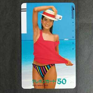 ★ Mitsuko Aoki ★ RICH ISLAND CLUB swimsuit model ★ Telephone card 50 degrees Unused