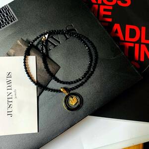 Justin Davis Captive Soul Pendant Tiny Onyx Chain Necklace Price 49,500 yen Shipping 520 yen -45cm gold justin davis with warranty