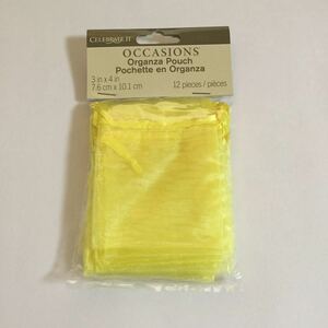 [Organdy pouch] yellow (yellow) 12 sheets / s size 7.6cm x 10.1cm / drawstring bag wedding jewelry accessories