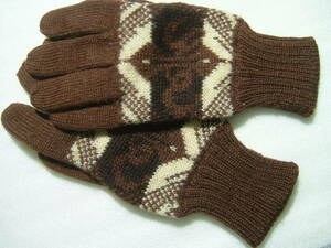 Wool gloves brown length 22cm middle finger 6.5cm men and women combined