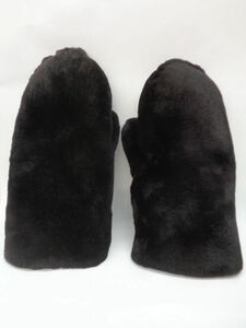 Custom Made Men's Black Shaard Bieber Fur Fur Mitton Gloves Double -sided fur