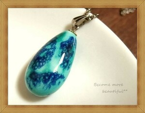 ★ Blue green color random pattern ★ Material unknown pottery? ★ Shizuku type chain necklace ★ 200