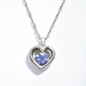 Pt850 /PT900 ★ Necklace blue stone heart -shaped top [Used] /S20567 10005131