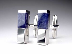 Dunhill Square Lapis Lazuli Block Silver Cufflinklinks
