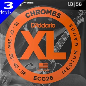 Set 3 sets D'ADDARIO ECG26 FLAT WOUND 3 String Wound 013-056 Dadario Flat Round Electric Guitar String
