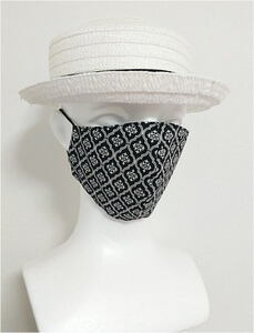 Cloth mask ◆ Moroccan pattern/black ◆ Print/reversible/Made in Japan/fashionable/wash/cotton fabric/cotton/adult/Arabesque/Arabesque