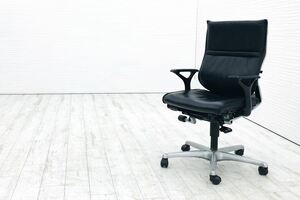 Elciociere Okamura Used Elcio Leather Leather Leather Fixed Elbow Black Used Office Furniture Luxury Chair Officer Chair