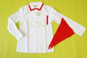 1486 Showa Retro Girl Long Sleeve Blouse Ribbon With Leady White 130㎝ Nemuri Rabbit