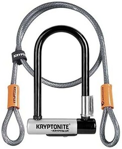 KRYPTONITE Crypto Night Kryptolok Mini-7 Bicycle U-shaped lock with 4-Foot KryptoFlex U-shaped lock cable