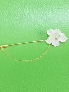Natural Rose Quartz Emerald Stock Pin Broo K18 18 Gold