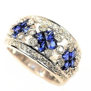 [Beauty] K18WG Sapphire Diamond Ring 0.55 S1.21 12