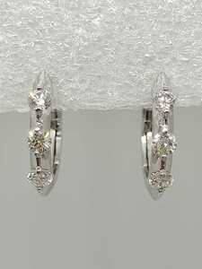 ◆ New ◆ K18WG Diamond hoop piercing catchless type