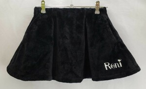 OC0138 △ Used ◆ Roni Roni Skirt M Black Black Heart Logo Silver Silver Glitter fluffy soft plain mini -glossy flare