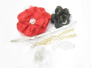 Flower Flower Cosage Red Black Waist Rug Belt Kihei Kihei Chain Necklace Bijou Bloo Transparent Clear Shoulder Strap Set