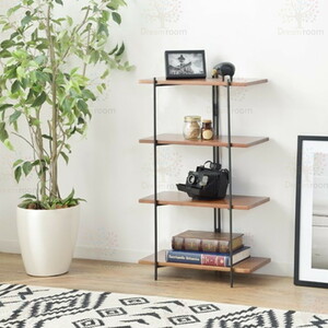 Shelf [Brown] Natural wood (pine) lacquer paint steel (powdered paint)