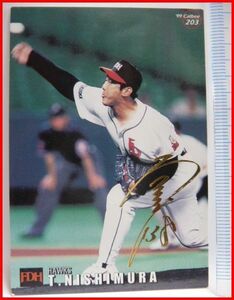 Calbie Pro Baseball Card Gold Sign 99 years#203 [Ryuji Nishimura (Fukuoka Daie Hawks)] 1999 Chips Bonus [Used] Shipping included