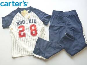 New Carter's Carters ★ White × Navy Baseball Wear Short Sleeve Setup Kids 100-110