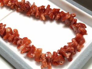 This blood red coral Silver 34.5g Long Necklace [Inspection/Sango/Coral]
