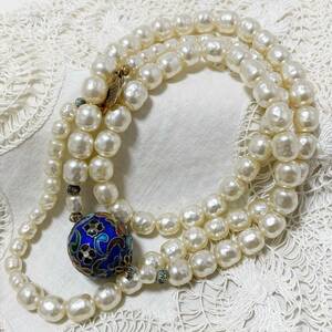 Vintage [Miriam Huskel] Fake Baroque Pearl &amp; Shichiho Beads Long Necklace