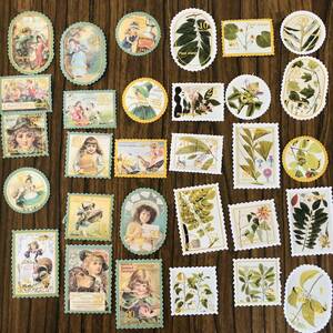 New sticker sticker Plant doll scrap booking collage journal Material Subsection File Flower Retro Paper Mono Girl
