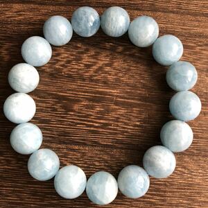 ◆ New ◆ Large Aquamarine Bracelet ◆ Approximately 12.5-13㎜ ◆ about 48g ◆ Inner circumference about 17㎝ ◆ From Brazil ◆ Natural Stone March Ariaishi Beryl Power Stone