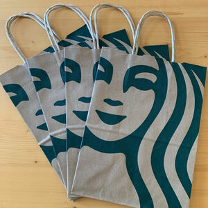Starbucks classic design paper bag 4 -piece logo shopper handbag shop bag Gift wrapping remake collection normal size New