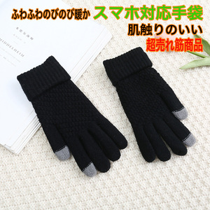 Korean Ladies gloves Smartphone compatible cold protection cold back brushed commuting to school