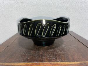Pottery black pattern Flower flower flower vase Japanese -style bowl flower material