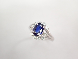 Beauty Mikimoto PT900 Sapphire 0.76 Diamond Total 0.21 Ring Ring