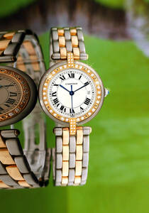 [Cartier] Cartier ☆ Pan Tail Round Combination ★ Highest grade &amp;#34; Diamond &amp;#34; Bezel ★ Ladies Watch [New finish]
