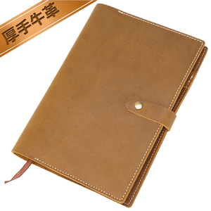 Vintage A5 Genuine Leather Notebook Cover Book Cover Thick Cowhide Oil Leather Autumn Change Brown Tiding Shiooti