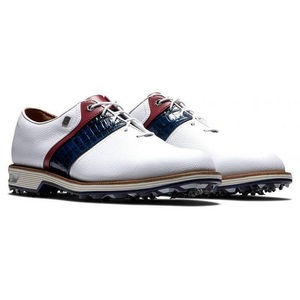 New unused! FootJoy Premiere Series -Packard Shoes (White/Navy/Red) 9.5 (27.5cm) Wide