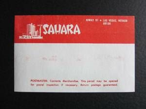 Hotel label ■ Sahara ■ Casino ■ Las Vegas ■ 1970's