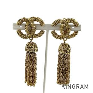 Chanel Earring GP Vintage Fringe Coco Mark Gold FAH [Used]