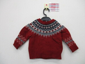 ★ Long -sleeved round sweater red for kids (80)