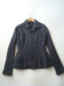 YOHJI YAMAMOTO Silk Mixed Tweed Tone Jacket SIZE2 Yoji Yamamoto Knit Jacket Lattice Pattern