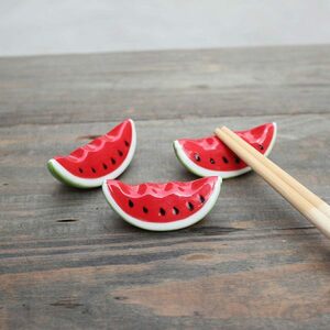 "BEH-A2" Watermelon chopstick rest 3-piece set / Cute Japanese tableware interior chopsticks tabletop accessories