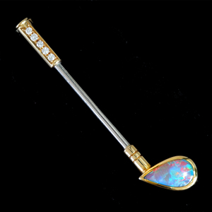E8029 [GOLF] Rare golf club gem Opal 1.21ct Natural exquisite Diamond 0.07ct highest quality 18 gold/PT900 solid tie bar