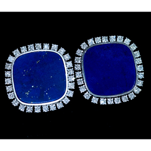 F0338 Beautiful lapis lazuli natural exquisite diamond 1.22ct finest platinum 900 solid cuffs