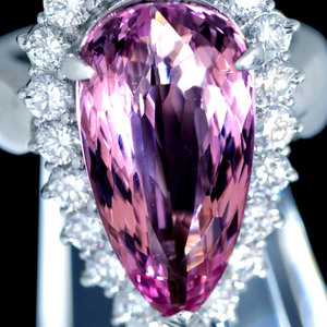 B9920 Large grain pink topaz 9.23ct natural exquisite diamond 1.36ct highest PT900 solid celebrity ring