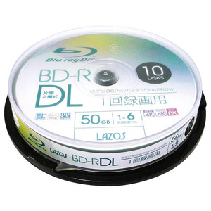 Bundable BD-R DL Blu-ray 2-layer recording 10-layer 10-piece set 50GB 6x speed compatible LAZOS L-BDL10P/2686x3 Set/Wholesale