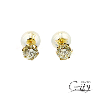 K18YG D0.50ct One grain diamond earrings yellow gold [NEW]
