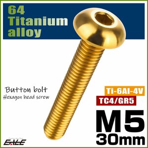 M5 × 30mm P0.8 64 Titanium button bolt hexagon hole button cap screw titan bolt gold JA905